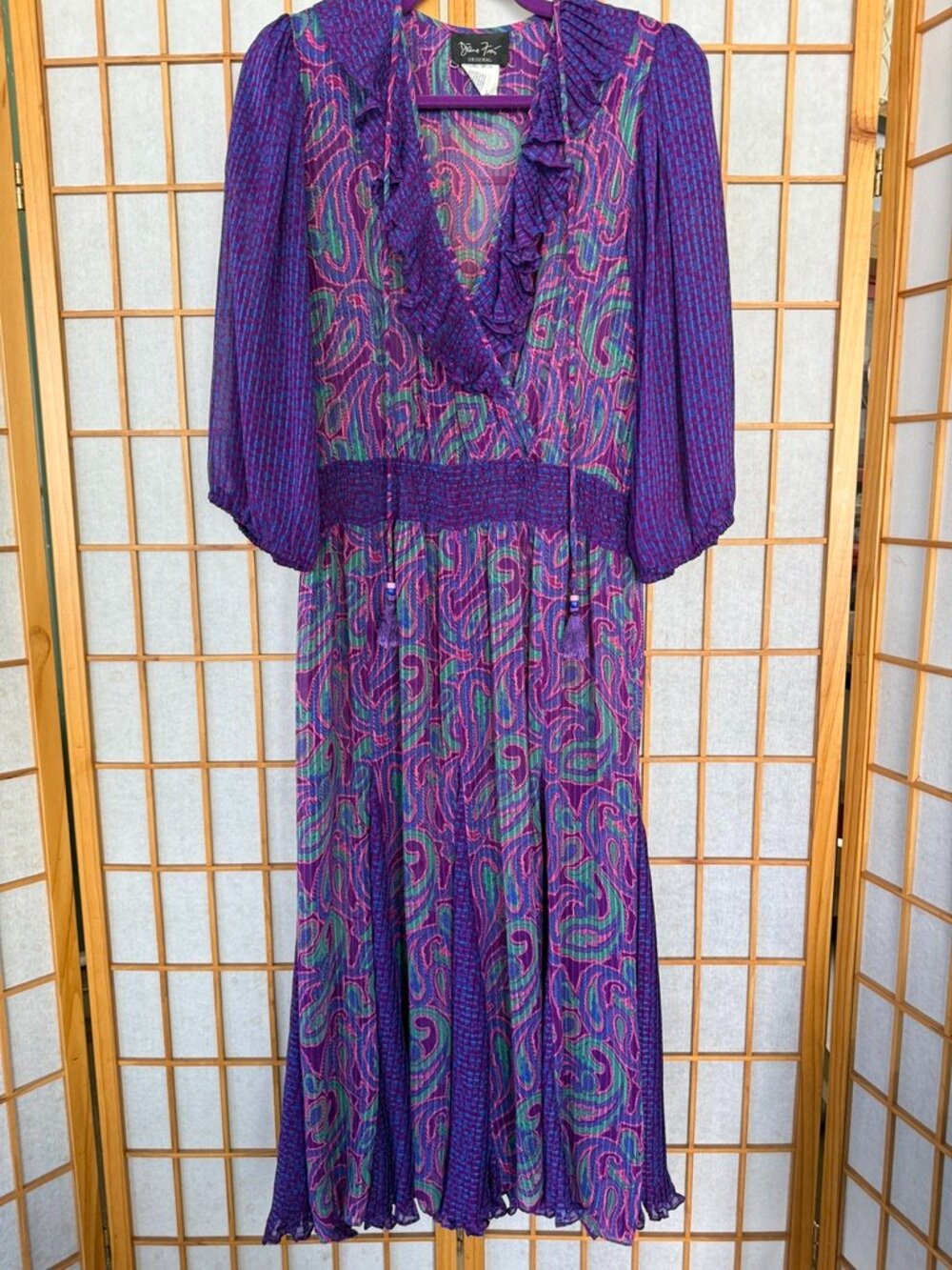 Vintage Diane Freis Purple Print Boho Floaty Dress